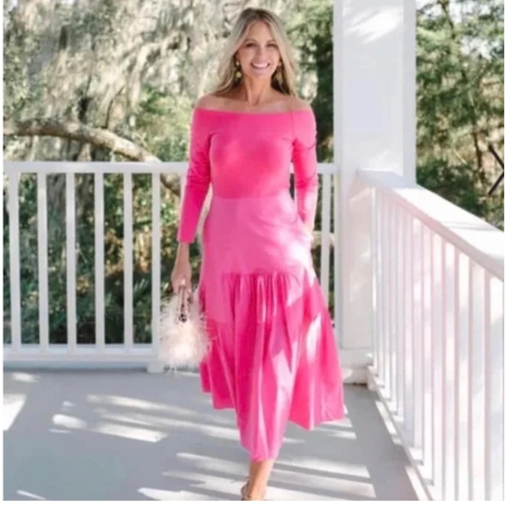 Tuckernuck Cameron Eubanks Off Shoulder Tiered Marissa Maxi Dress Pink Medium